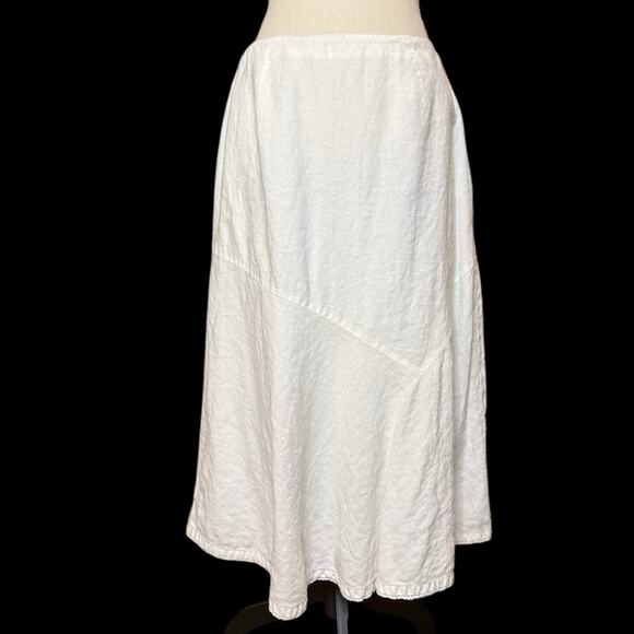 VTG Y2K Emma James Women’s Linen Cream White Midi Side Zip Skirt Size 10 Lined - Picture 2 of 11